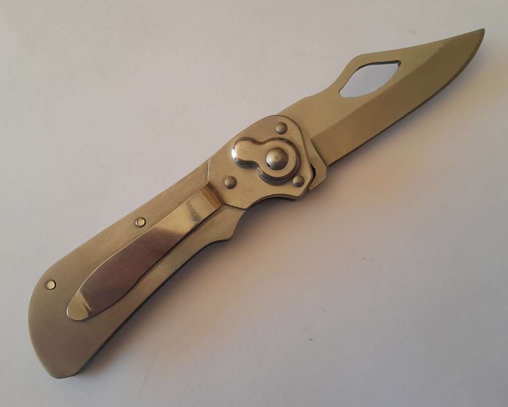 All-Steel Paramilitary Pocket Knife With Belt Clip.  17.5cm.