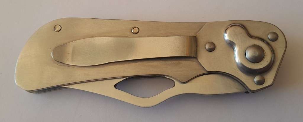 All-Steel Paramilitary Pocket Knife With Belt Clip.  17.5cm.