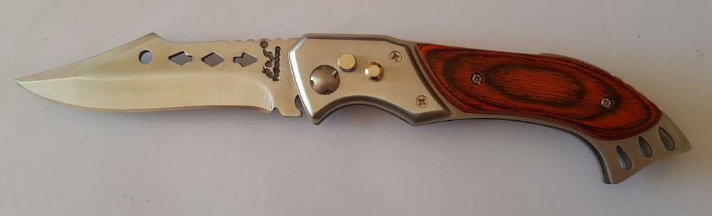 Fajiadao Push Button Lock Folding Knife with LED Torch.  23.5cm.