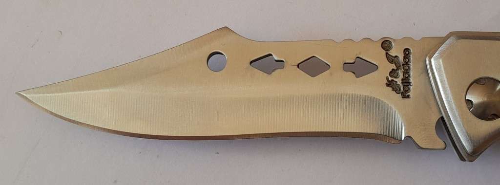 Fajiadao Push Button Lock Folding Knife with LED Torch.  23.5cm.