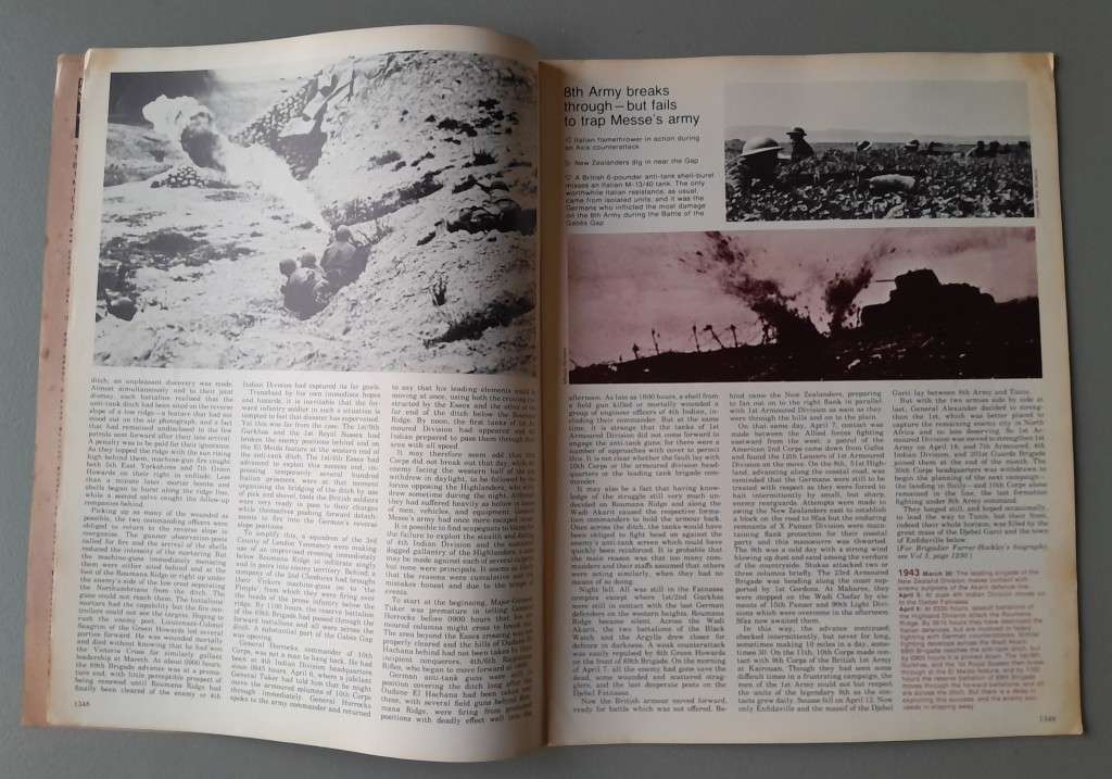 Vintage Purnell's "History Of The Second World War".  Tunisia, Guadalcanal.
