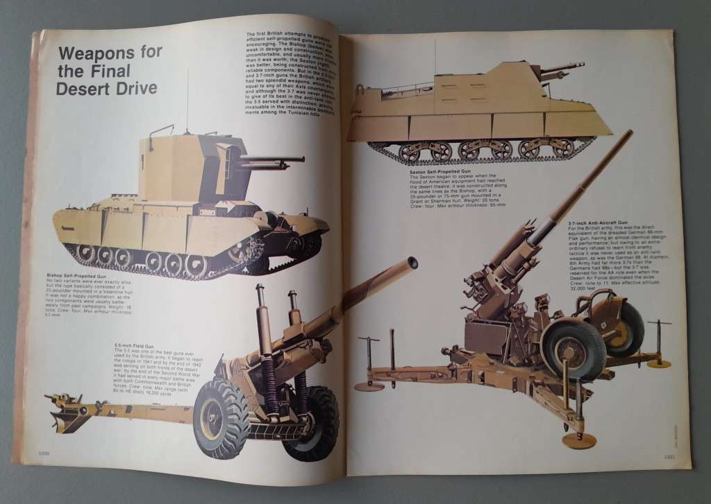 Vintage Purnell's "History Of The Second World War".  Tunisia, Guadalcanal.