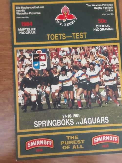 1984 Springboks vs Jaguars Test Programme - Newlands Rugby Stadium
