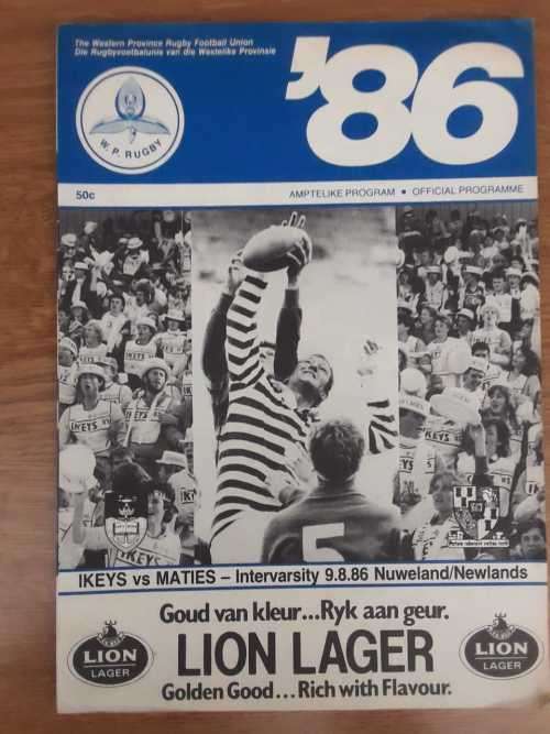 1986 Ikeys vs Maties official Programme at Newlands