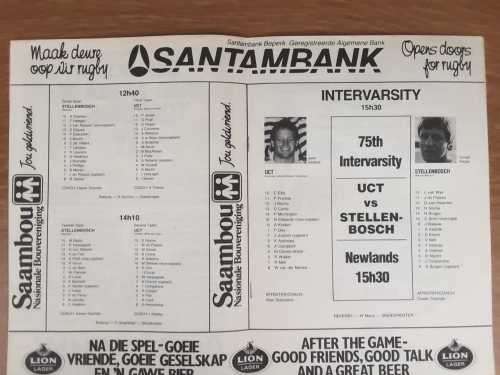 1986 Ikeys vs Maties official Programme at Newlands