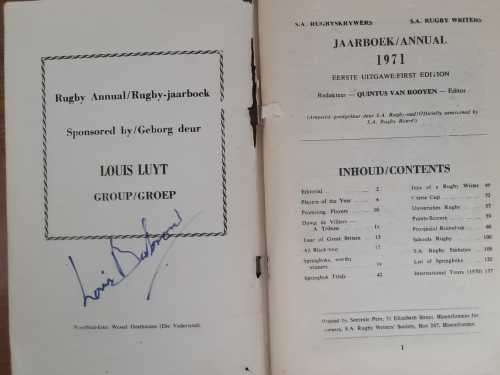 1971 SA Rugby Writers Rugby Annual