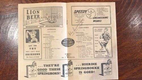 1953 South Africa vs Australia Programme