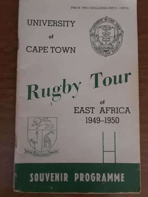 1949 - 1950 University of Cape Town Rugby Tour of East Africa Programme