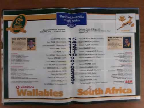 1999 Australia vs South Africa Programme Signed by Jason Little