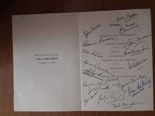 1991 James Starke Reunion Menu Card - Signed (Over 15 Signatures) - Details Below