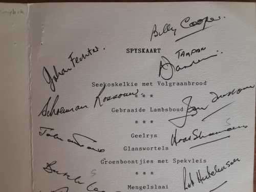 1991 James Starke Reunion Menu Card - Signed (Over 15 Signatures) - Details Below