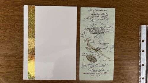 1995 Appreciation Dinner for Past Springboks - Menu Card & Programme - 13 Autographs - Details Below
