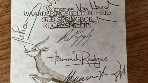 1995 Appreciation Dinner for Past Springboks - Menu Card & Programme - 13 Autographs - Details Below