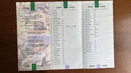1999 Rugby Legends Menu Card - Signed