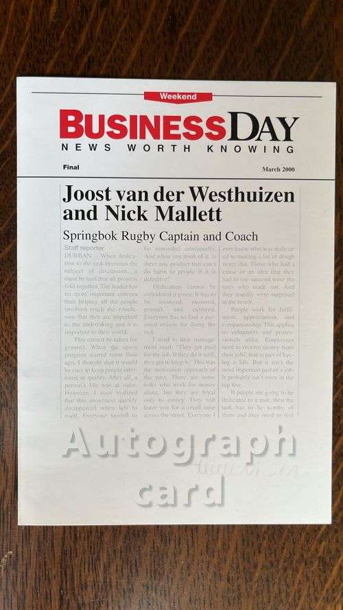 Business  Sports Day Event signed by Mallet and Joost