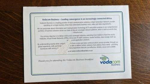 2010 Vodacom Business Breakfast with Dan Carter Card - Signed