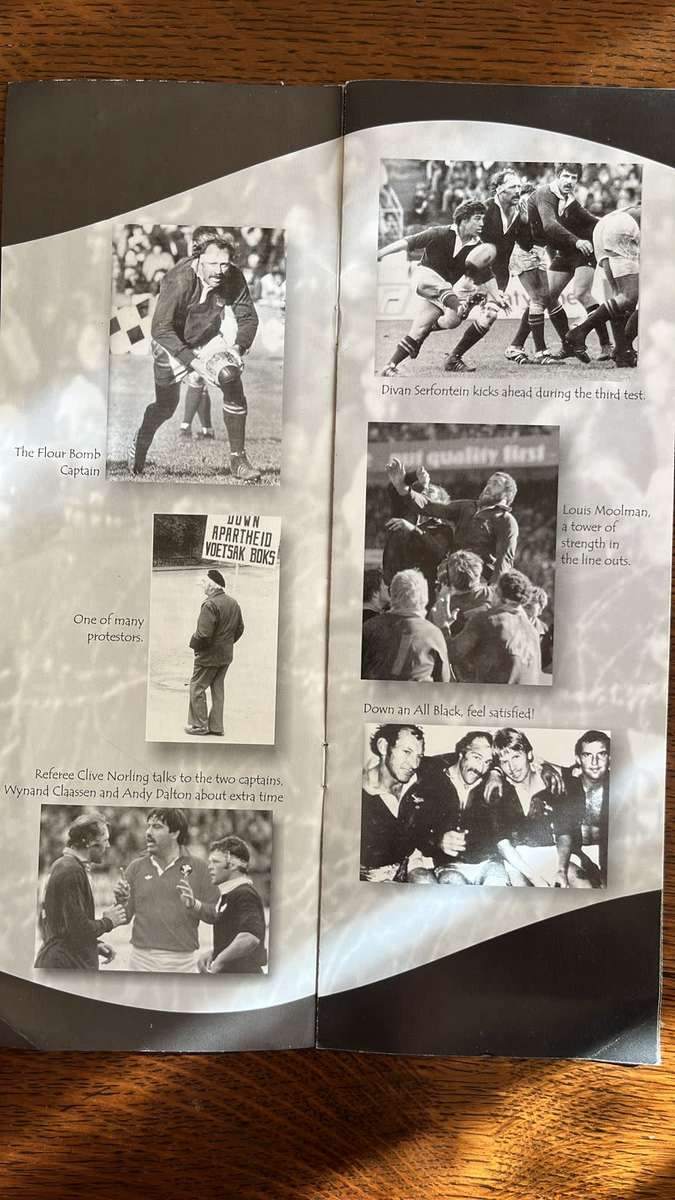 25 Year Reunion of 1981 Springbok Tour of New Zealand Dinner Menu Card, details below