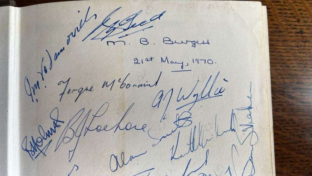 Fred Allen on Rugby, Signed by Entire 1970 Squad, details below