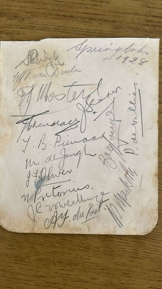 1928 Springboks Original Signatures, details below