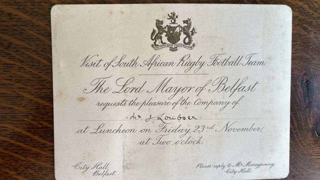 1906 Springbok Ephemera - Luncheon Invitation to Bob Loubser, details below