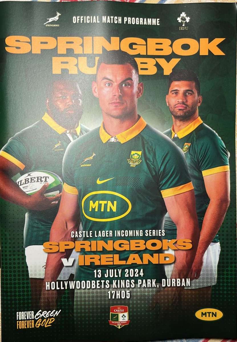 2024 Springboks vs Ireland at Kings Park Programme, details below
