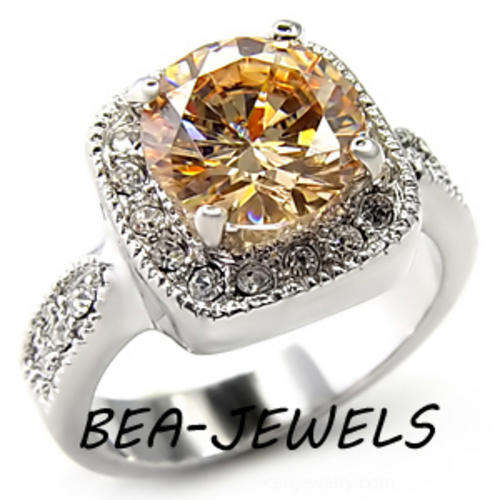 4.7ct champagne CZ Princess Design Ring - SIZE 7