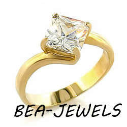 18k Gold Plated Solitaire Prong Setting CZ Ring - SIZE 7