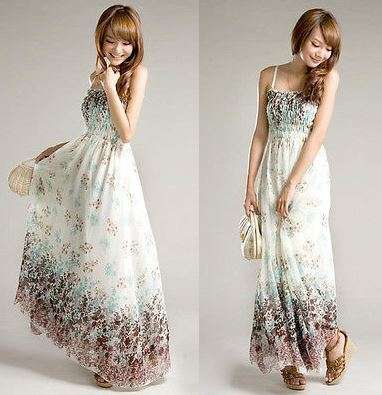 Dress - Bohemian National Chiffion Summer Dress - Long Maxi