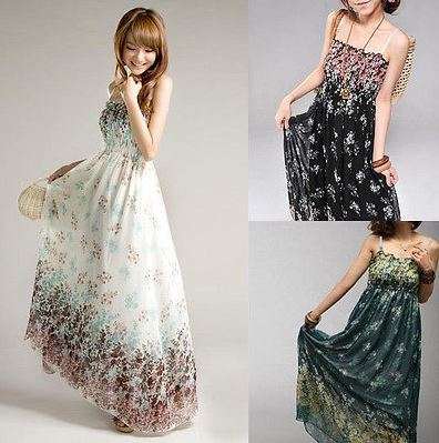Dress - Bohemian National Chiffion Summer Dress - Long Maxi