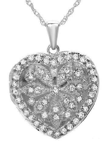 Genuine Sterling Silver (925) 0.75ctw Heart Locket and Necklace