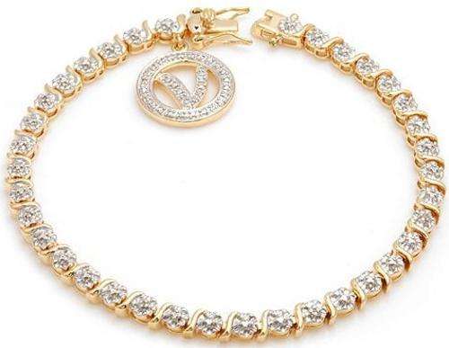 SPARKLING 14K/925 VERMEIL GENUINE DIAMOND BRACELET