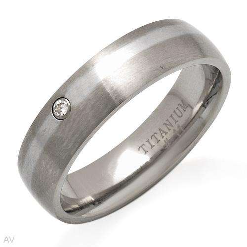 Brand New Mens' Titanium GENUINE DIAMOND Band - Sz 12
