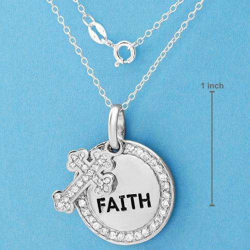 1.60ctw Genuine Sterling Silver (925) FAITH Pendant with FREE .925 Necklace!