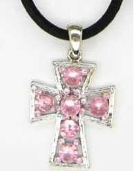 Pink Rhinestone Cross Pendant