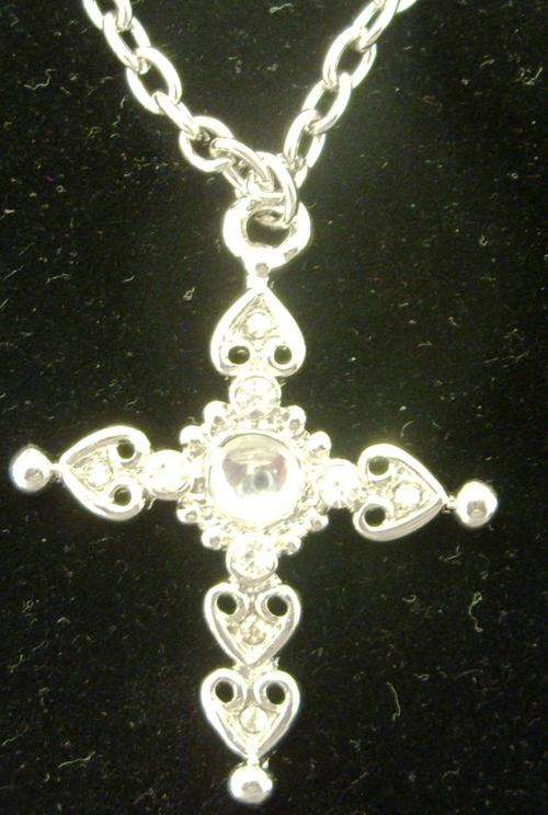 Rhodium EP Cross Pendant Necklace