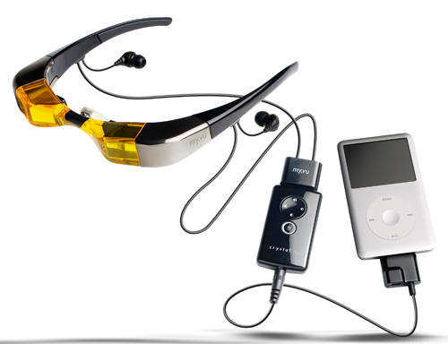 R4000 Portable Personal Media Viewer - MYVU Crystal 701 - On face video screen