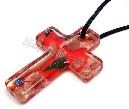 COLOURED GLASS CROSS PENDANT AFR012