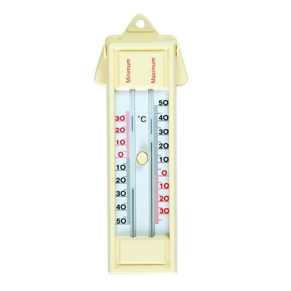 MAXIMUM AND MINIMUM THERMOMETER WITH PRESS BUTTON
