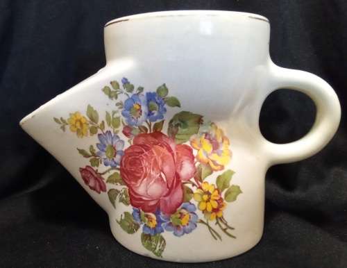 Vintage shaving cup Red rose flower bunch