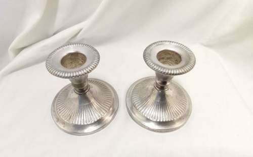 Pair silver plated short candle sticks