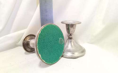 Pair silver plated short candle sticks