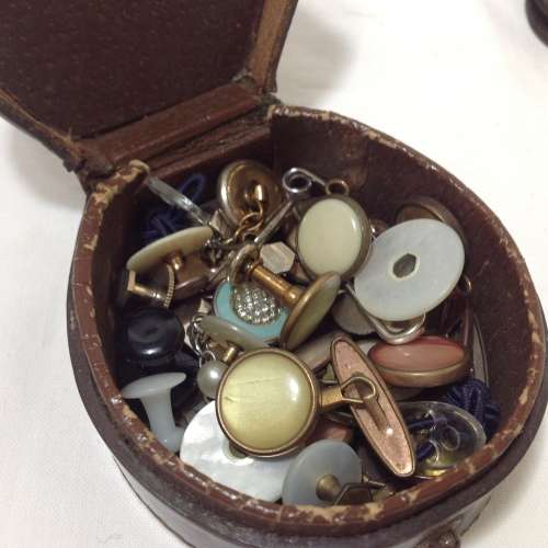 Vintage `Studs` cuff-link holder with contents