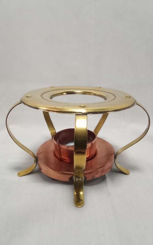 Brass and copper tea pot warmer