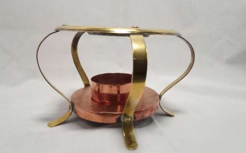 Brass and copper tea pot warmer