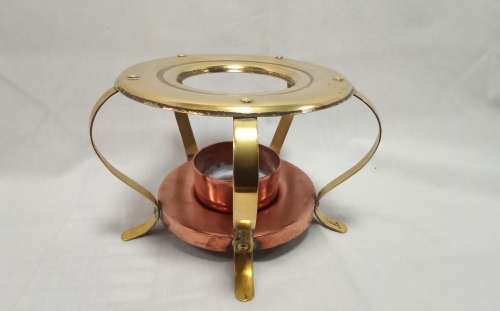 Brass and copper tea pot warmer