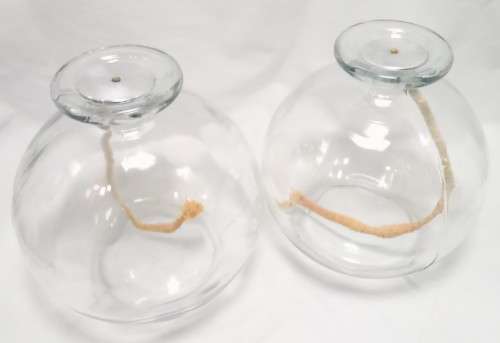 Two large glass oil burners