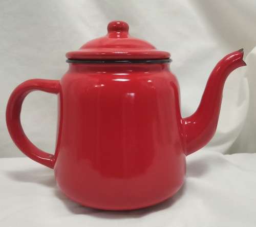 Vintage red enamel Teapot