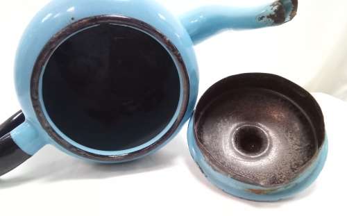 Vintage enamel kettle for display only
