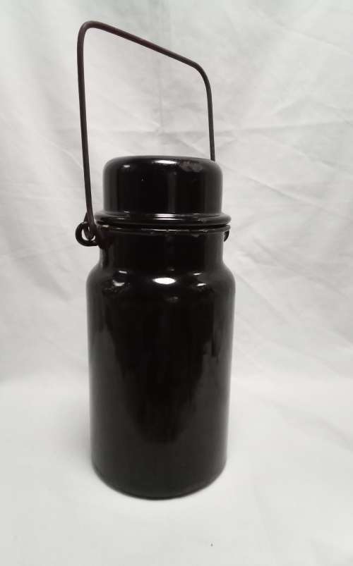 Black Vintage enamel `Billy can` flask