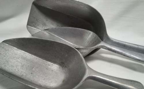 Three Vintage metal scoops
